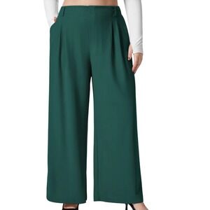 Halara Flex Pant Women 2X Green Baggy Wide Leg Dress Trousers Career Work
